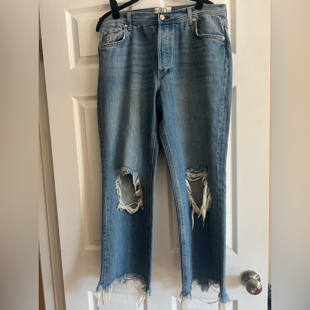 Free People Straight Leg Mid Rise Crop Leg Jeans